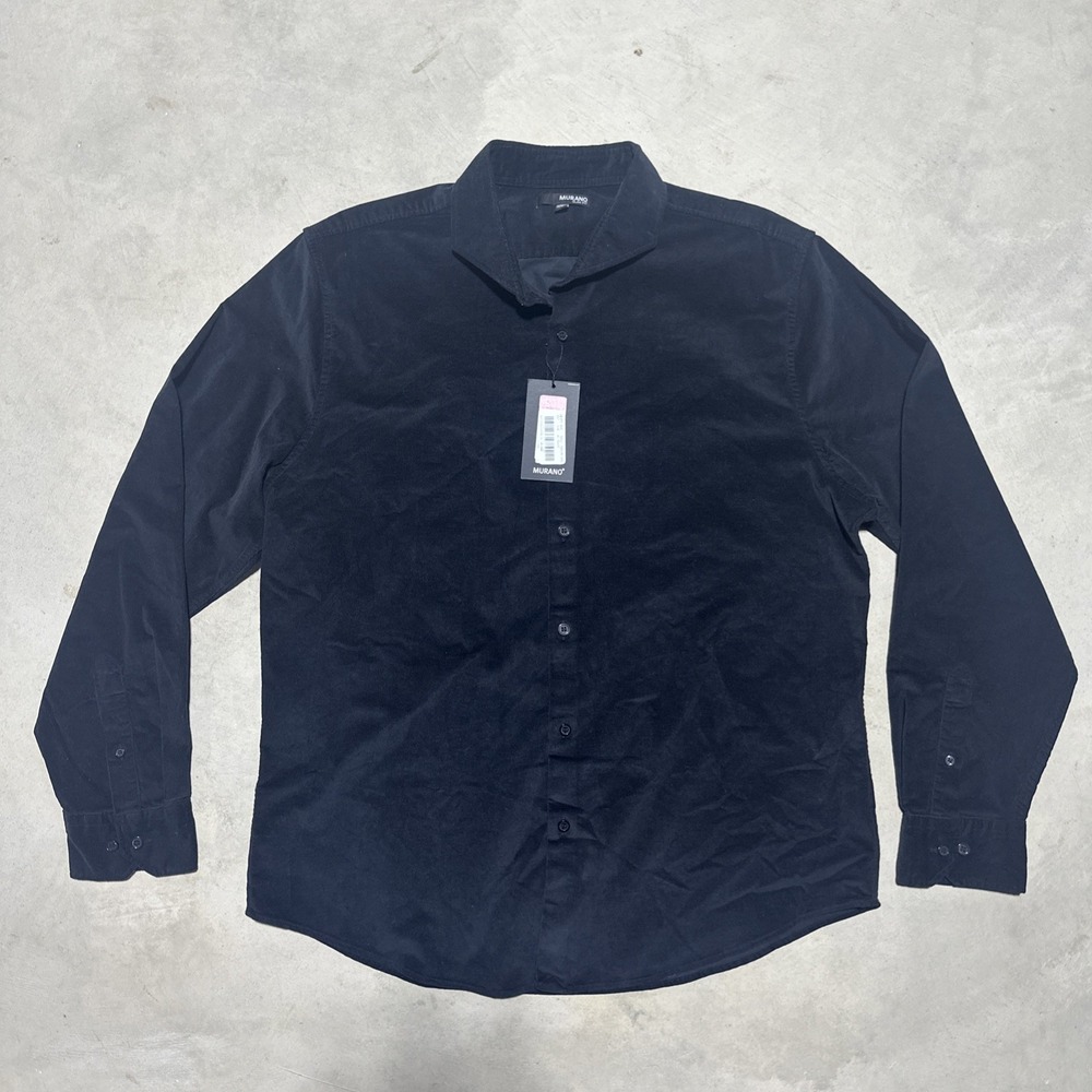 Murano Shirt Size CL Men's Long Sleeve Button Up Black Corduroy Slim Fit NWT $90